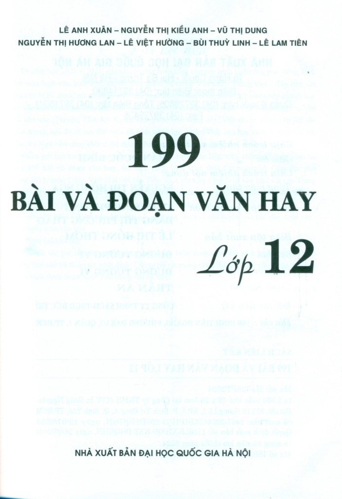 199 BÀI VÀ ĐOẠN VĂN HAY LỚP 12 (Theo chương trình GDPT mới)